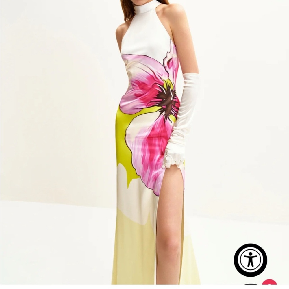 JW PEI Pink and White Halter Gown